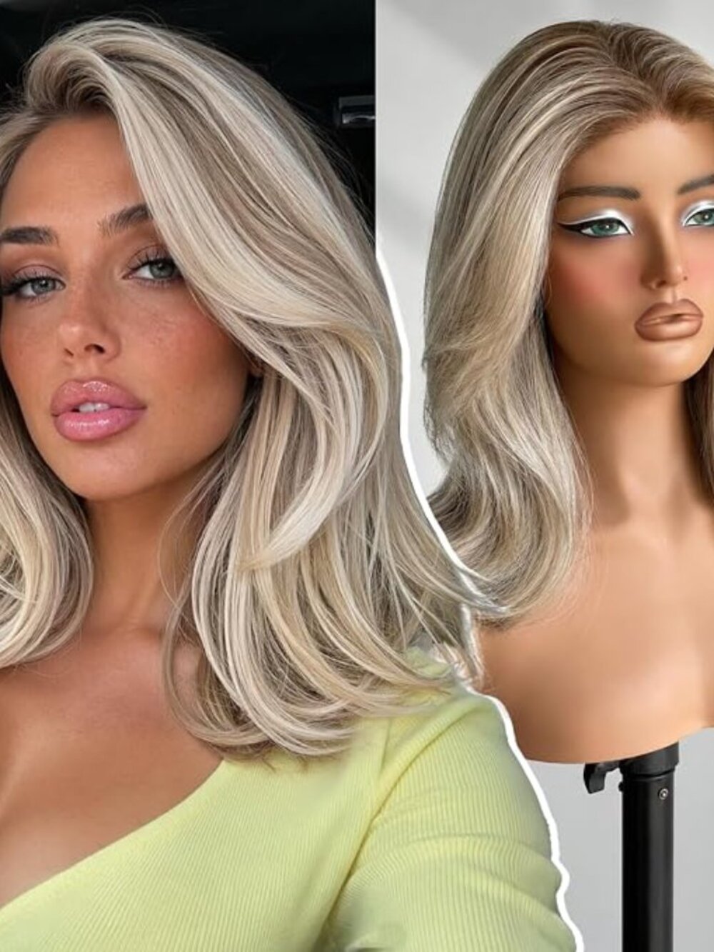Ash Blonde Highlight Bob 13×6 Synthetic Lace Front Wig for Women 14IN